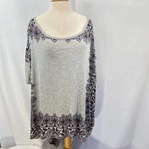Free People Kimono Poncho Boho Gray Sz L Short Sleeves